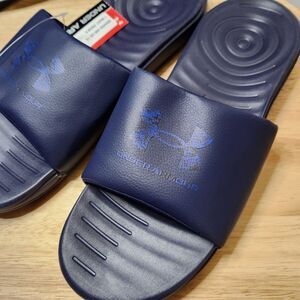 Under Armour Men’s Slide Sandals – Size 13, Blue/Royal, Graphic Logo
